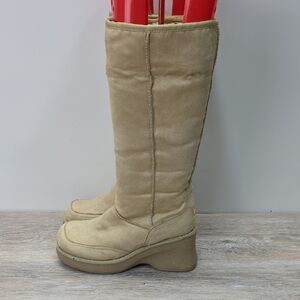 VNTG 90s/Y2k L.E.I. Platform Chunky Bratz  Knee High Boot Faux Suede Tan Sz 7